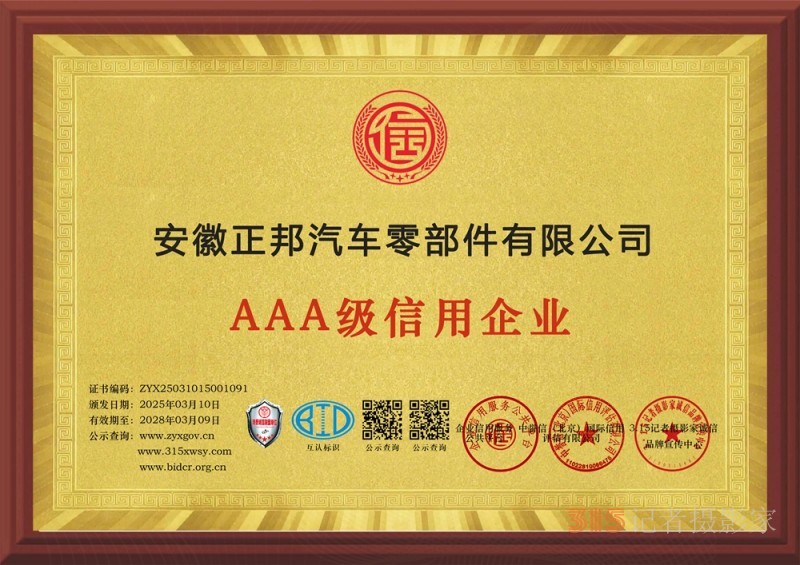 3·15講誠信企業(yè):安徽正邦汽車零部件有限公司